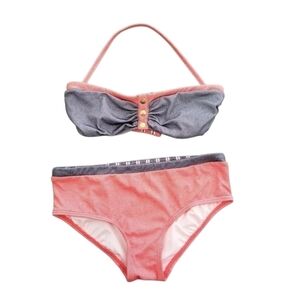 Tommy Hilfiger red blue bandeau halter style 2 piece bikini set women's size S